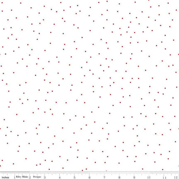 SALE Pin Dot Red - Riley Blake Designs - Red on White Polka Dot - Quilting Cotton Fabric