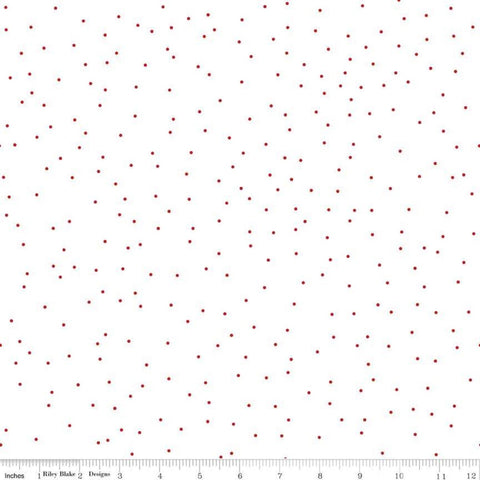 SALE Pin Dot Red - Riley Blake Designs - Red on White Polka Dot - Quilting Cotton Fabric