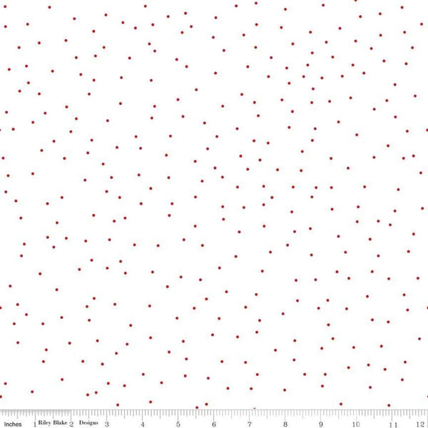 SALE Pin Dot Red - Riley Blake Designs - Red on White Polka Dot - Quilting Cotton Fabric