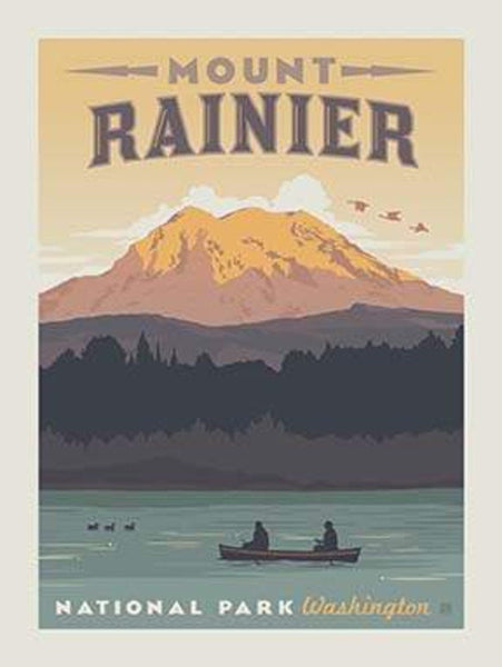 National Parks Poster Panel Mount Rainier by Riley Blake - DIGITALLY PRINTED Outdoors Recreation Washington  - Quilting Cotton Fabric