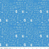 Fat Quarter End of Bolt Piece - SALE NASA Apollo 11 Astrophysics Blue- Riley Blake - Space Math Equations Diagrams  - Quilting Cotton Fabric