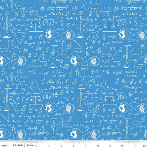 SALE NASA Apollo 11 Astrophysics Blue- Riley Blake Designs - Space Math Equations Diagrams  - Quilting Cotton Fabric
