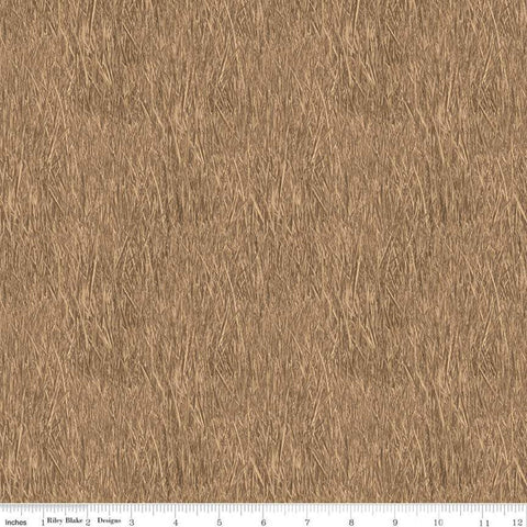 21" End of Bolt - SALE Fish and Fowl Reeds Tan - Riley Blake Designs - Brown Outdoors Fishing Birds Plants  - Quilting Cotton Fabric