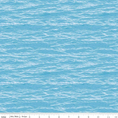SALE Fish and Fowl Water Light Blue - Riley Blake Designs - Outdoors Fishing Birds Nature - Quilting Cotton Fabric