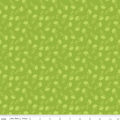 Fat Quarter End of Bolt - CLEARANCE Lucy's Garden Tonal Green - Riley Blake  - Tone on Tone Flowers Floral - Quilting Cotton