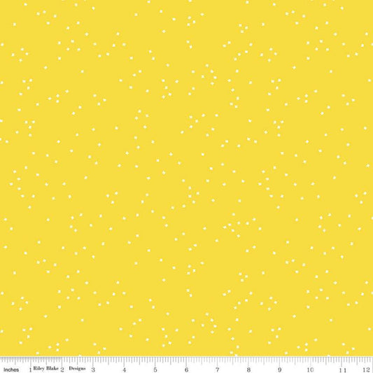 17" End of Bolt - CLEARANCE Blossom Lemon Zest - Riley Blake Designs - Flowers Floral White on Yellow - Quilting Cotton Fabric