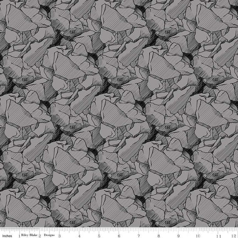 Fat Quarter End of Bolt Piece - CAT Rocks Gray - Riley Blake Designs - Construction CAT Logo  - Quilting Cotton Fabric