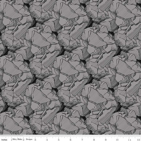Fat Quarter End of Bolt - SALE CAT Rocks Gray - Riley Blake Designs - Construction CAT Logo  - Quilting Cotton Fabric