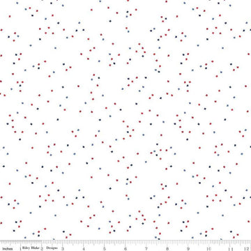 Blossom on White Uncle Sam - Riley Blake Designs - Flowers Floral Red Blue on White Patriotic - Quilting Cotton Fabric