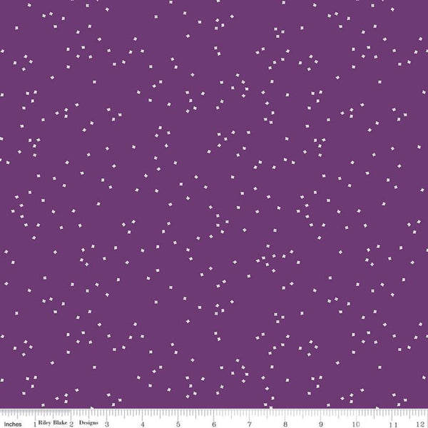 SALE Blossom Eggplant - Riley Blake Designs - Flowers Floral White on Purple - Quilting Cotton Fabric