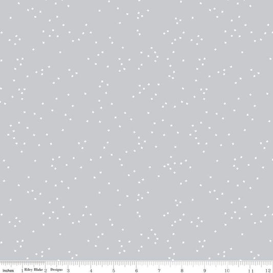 DEAL Blossom Silver - Riley Blake Designs - Flowers Floral White on Gray - Quilting Cotton Fabric