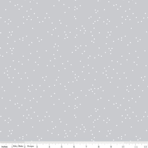 SALE Blossom Silver - Riley Blake Designs - Flowers Floral White on Gray - Quilting Cotton Fabric