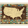 National Parks Poster Panel USA Map - Riley Blake Designs - America Recreation DIGITALLY Printed - Quilting Cotton Fabric
