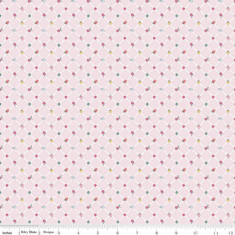 12" End of Bolt Piece - Moments Crosswalk Pink - Riley Blake Designs -  Geometric Diagonal Lattice Fruit - Quilting Cotton Fabric