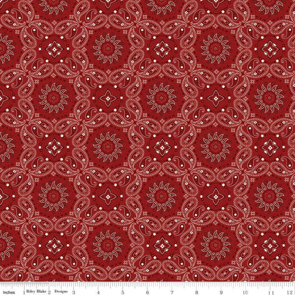 23" End of Bolt - SALE American Legacy Bandana Red - Riley Blake Designs - Paisley Patriotic Independence Day - Quilting Cotton Fabric