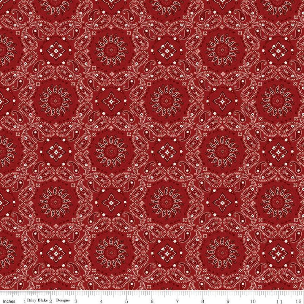 28" End of Bolt - SALE American Legacy Bandana Red - Riley Blake Designs - Paisley Patriotic Independence Day - Quilting Cotton Fabric