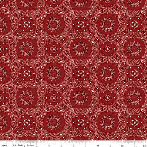 23" End of Bolt - SALE American Legacy Bandana Red - Riley Blake Designs - Paisley Patriotic Independence Day - Quilting Cotton Fabric