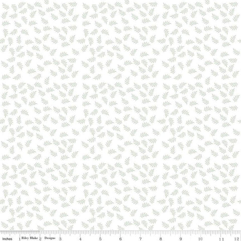 12" End of Bolt - Modern Farmhouse Fern Leaves White - Riley Blake Designs - Green Leaves on White Floral - Quilting Cotton Fabric