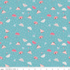 9" End of Bolt - Singing in the Rain Umbrellas Peacock - Riley Blake Designs - Raindrops Blue - Quilting Cotton Fabric - choose your cut