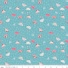 Fat Quarter End of Bolt - Singing in the Rain Umbrellas Peacock - Riley Blake - Raindrops Blue - Quilting Cotton Fabric - choose your cut