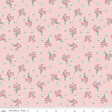 14" End of Bolt - CLEARANCE Singing in the Rain Bouquets Baby Pink - Riley Blake Designs - Flowers Floral - Quilting Cotton Fabric