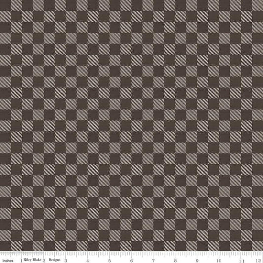 Fat Quarter End of Bolt - SALE Send Me to the Woods Buffalo Plaid Brown - Riley Blake - Outdoors Check Checkered Checks   - Quilting Cotton