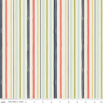 19" End of Bolt Piece - SALE Woodland Spring Stripe Cream - Riley Blake Designs - Stripes Striped -  Quilting Cotton Fabric