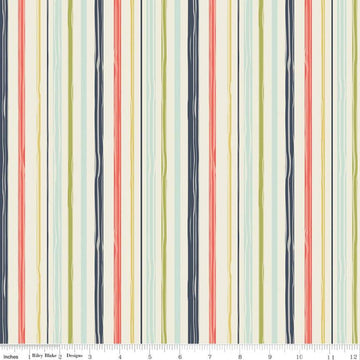 Fat Quarter End of Bolt Piece - SALE Woodland Spring Stripe Cream - Riley Blake Designs - Stripes Striped -  Quilting Cotton Fabric