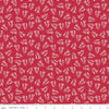 11" End of Bolt - SALE Singing in the Rain Stems Red - Riley Blake Designs - Floral White Leaves on Red - Quilting Cotton Fabric