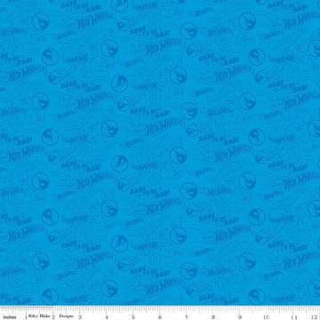 SALE Hot Wheels Dare to Be Rad Blue - Riley Blake Designs - Die-Cast Toy Race Cars Logo -  Quilting Cotton Fabric -  Licensed Product
