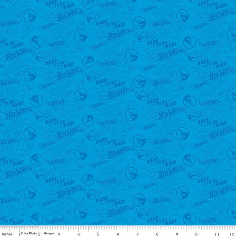 Hot Wheels Dare to Be Rad Blue - Riley Blake Designs - Die-Cast Toy Race Cars Logo -  Quilting Cotton Fabric -  Licensed Product