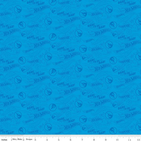 Hot Wheels Dare to Be Rad Blue - Riley Blake Designs - Die-Cast Toy Race Cars Logo -  Quilting Cotton Fabric -  LIcensed Product