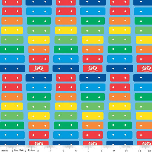 28" End of Bolt - CLEARANCE Fisher-Price Xylophone Blue - Riley Blake  - Toys Music Childhood Color Bars -Quilting Cotton - Licensed Product