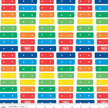 CLEARANCE 10" End of Bolt - Fisher-Price Xylophone White Riley Blake - Toys Music Childhood Color - Quilting Cotton Fabric Licensed Product