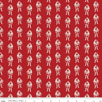 22" End of Bolt - SUPER DEAL! Yuletide Santas Red - Riley Blake  - Christmas Santa Claus St. Nick Cream - Quilting Cotton