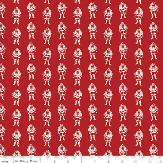 22" End of Bolt - SUPER DEAL! Yuletide Santas Red - Riley Blake  - Christmas Santa Claus St. Nick Cream - Quilting Cotton