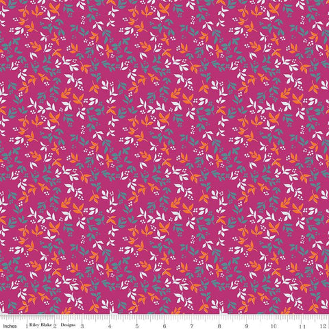30" End of Bolt - CLEARANCE Garden Party Foliage C9566 Fuchsia - Riley Blake Designs - Floral Flowers Leaves Pink  - Quilting Cotton Fabric