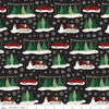 9" End of Bolt - Christmas Traditions Main Black - Riley Blake Designs - Trees Sleighs Snowmen Trucks Snowflakes  - Quilting Cotton Fabric