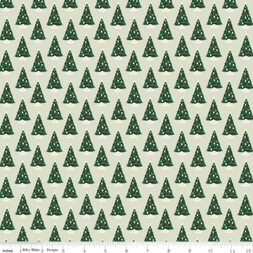 Fat Quarter End of Bolt - SALE Christmas Traditions Trees Mint - Riley Blake - Quilting Cotton Fabric