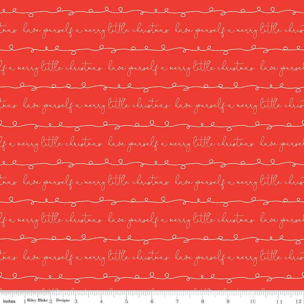 21" End of Bolt - SALE Merry Little Christmas Writing C9643 Red - Riley Blake - Have Yourself a Merry Christmas - Quilting Cotton Fabric