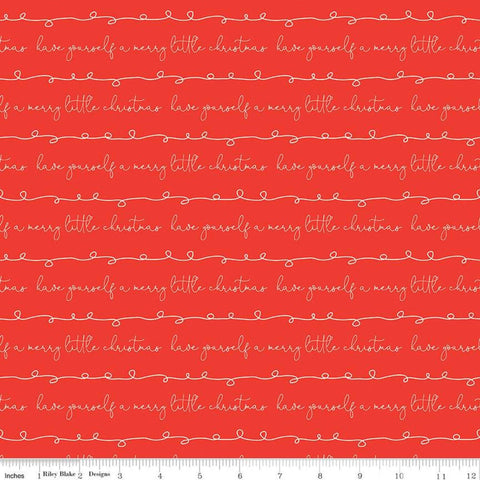 21" End of Bolt - SALE Merry Little Christmas Writing C9643 Red - Riley Blake - Have Yourself a Merry Christmas - Quilting Cotton Fabric