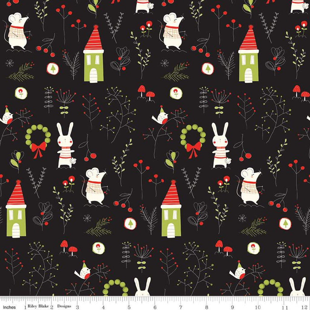 Fat Quarter End of Bolt - SALE Merry Little Christmas Main C9640 Black –  Cute Little Fabric Shop