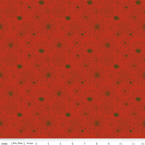 SUPER DEAL BTY! Give Thanks Flowers C9521 Red - Riley Blake Designs - Thanksgiving Autumn Fall Floral -  Quilting Cotton Fabric
