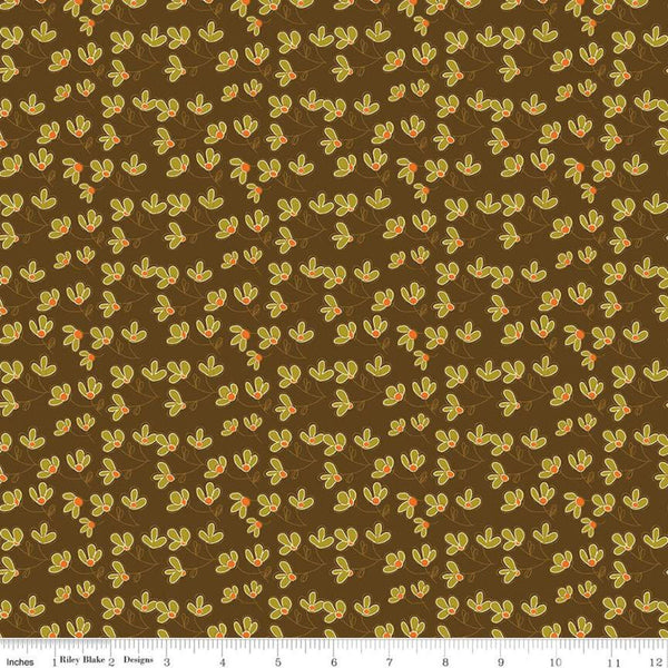 Fat Quarter End of Bolt CLEARANCE Give Thanks Blossoms C9523 Brown - Riley Blake - Thanksgiving Autumn Fall Floral -  Quilting Cotton Fabric