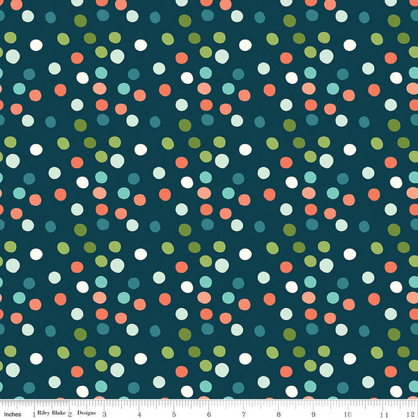 SALE Ready Set Splash! Dots C9894 Deep Sea - Riley Blake Designs - Polka Dots Dotted Dot Blue - Quilting Cotton Fabric