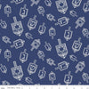 CLEARANCE Festival of Lights Dreidel Toss SC9650 Silver SPARKLE - Riley Blake Designs - Hanukkah Silver Metallic - Quilting Cotton Fabric