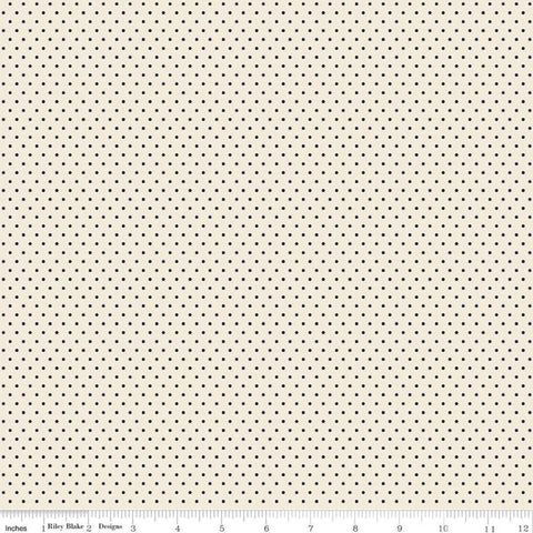 SALE Jane Austen at Home Navy Dot C10019 - Riley Blake  - Cream Blue Historical Reproductions - Quilting Cotton Fabric - Licensed Product