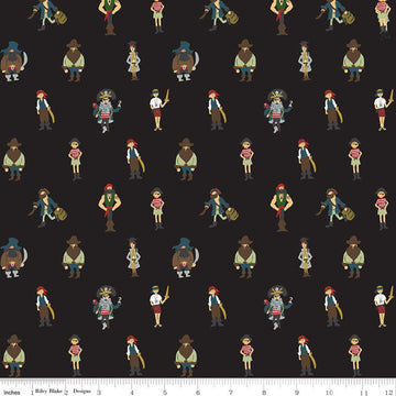 Fat Quarter End of Bolt - CLEARANCE Pirate Tales Pirates C9682 Black - Riley Blake Designs - Quilting Cotton Fabric