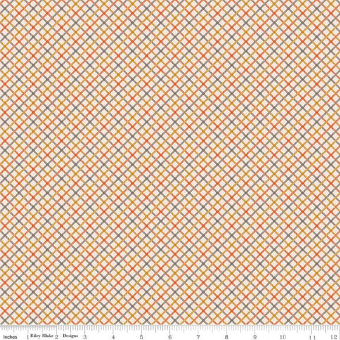 27" End of Bolt - SALE Prim Homespun C9699 Autumn - Riley Blake Designs - Gold Orange Diagonal Plaid - Quilting Cotton Fabric