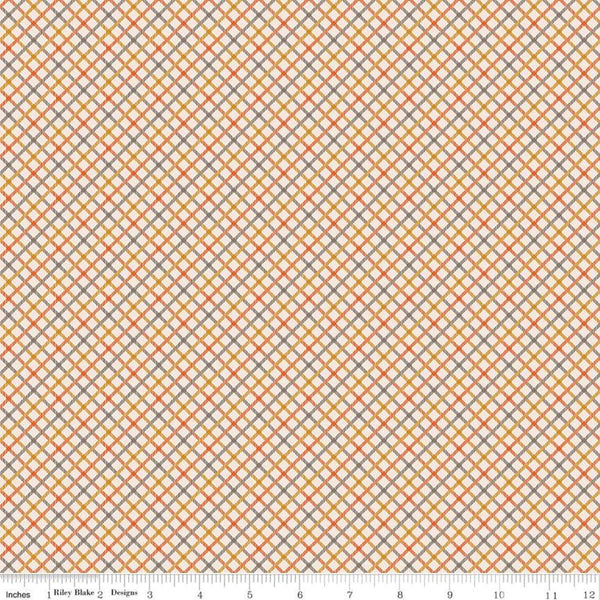 21" End of Bolt - SALE Prim Homespun C9699 Autumn - Riley Blake Designs - Gold Orange Diagonal Plaid - Quilting Cotton Fabric